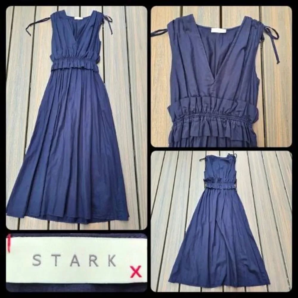 StarkX dress maxi cotton  made in USA size xs darkest blue navy Stark X